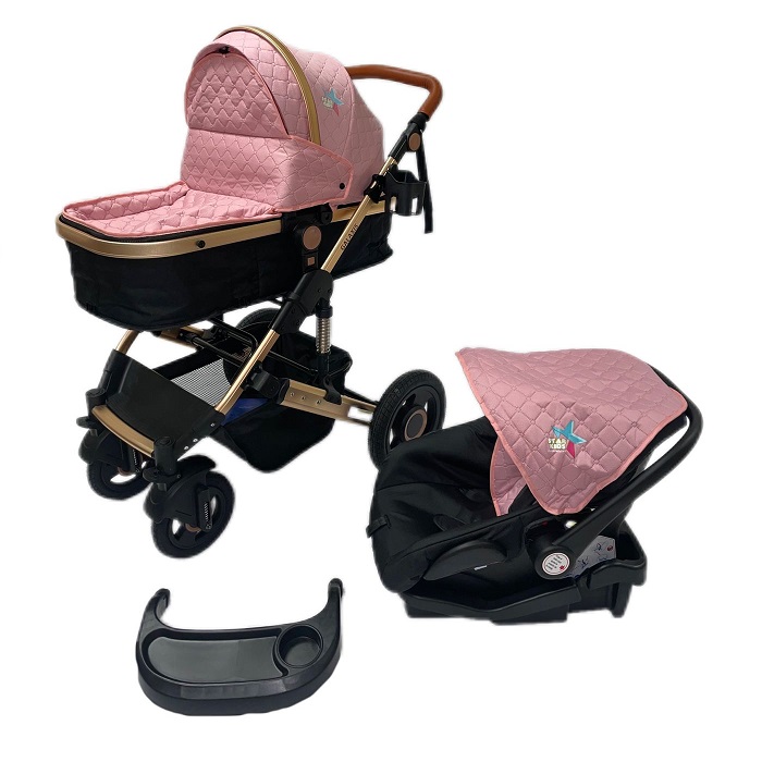 Carriola y Portabebe Base STARKIDS Galaxis Rosa